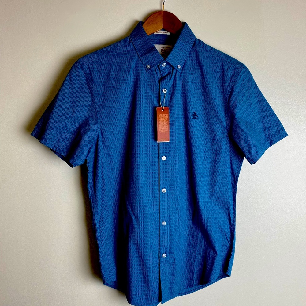 NWT Men’s Penguin Short Sleeve Button Up Sm 5009